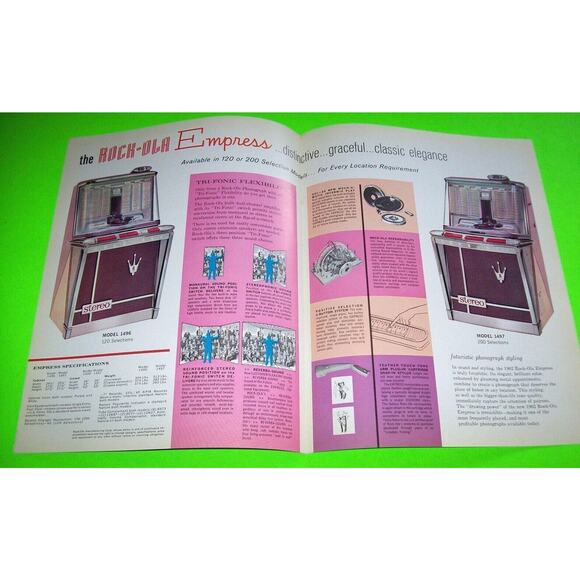 RockOla Empress 1496 1497 Jukebox FLYER 1962 Unused Original Phonograph Brochure - Picture 3 of 4